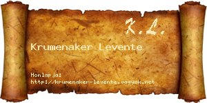 Krumenaker Levente névjegykártya